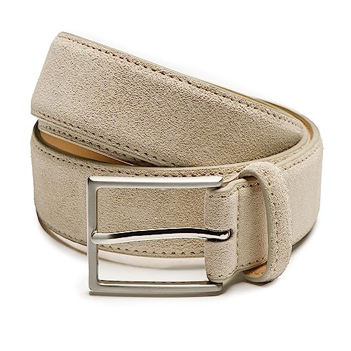 Riemen & Co Herrengürtel Bobby - Wildleder - Beige - Breite: 3,5 cm - 95 cm