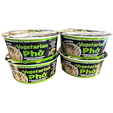 Instant Pho Vegetarian Pack of 4 Bowls/Authentic Vietnamese Soup/Pholicious Brand - New Cover