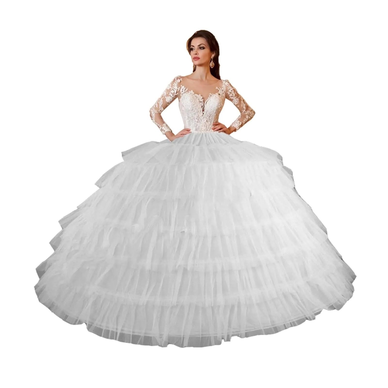 Robe de Bal Blanche complète, cerceaux, Accessoires Mariage, Jupon, sous-Jupe, Robe Quinceanera for mariée pour Femme