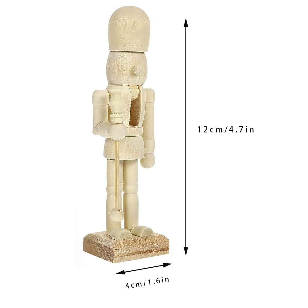 RCFINE 6-Piece DIY Nutcracker Unfinished Blank Unpainted Nutcracker Figurine Ornament Set for Table Home Decoration