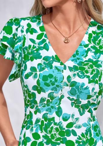 Image of PRETTYGARDEN Womens Summer Boho Floral Maxi Dress | V Neck Ruffle Sleeve Tiered A-Line Sundress, Lightweight Flowy Long Dresses for Spring Wedding Guest, Cocktail Party, Cruise
