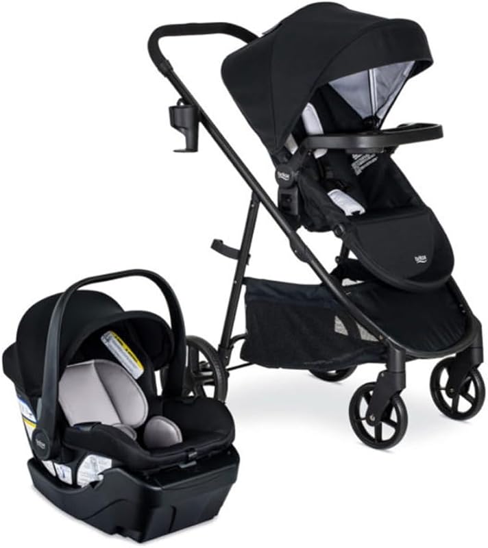 Willow Brook Travel System With Aspen Base — Onyx Glacier | Car Seat Stroller Combo; Brook Stroller & Willow Infant Car Seat; ClickTight Technology & RightSize System; Child Tray