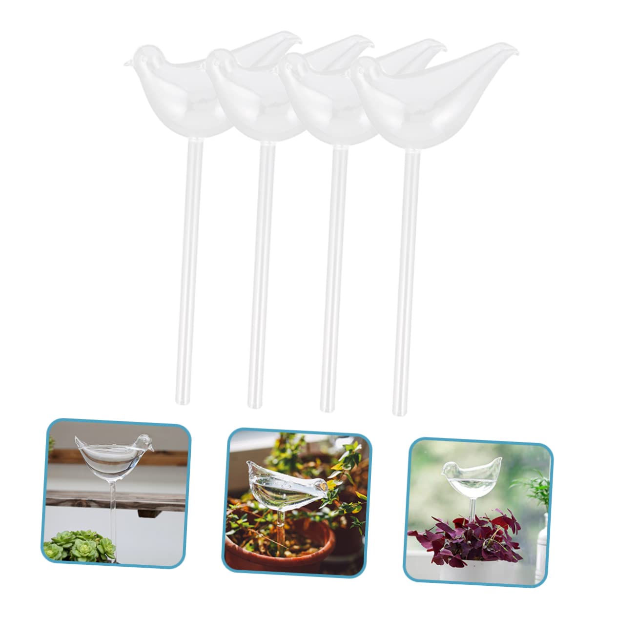 HANABASS Globes à Arrosage Automatique Dispositif D'irrigation Automatique Lot de 4 en Verre Borosilicaté Transparent pour Plantes pour Voyages et Festivals