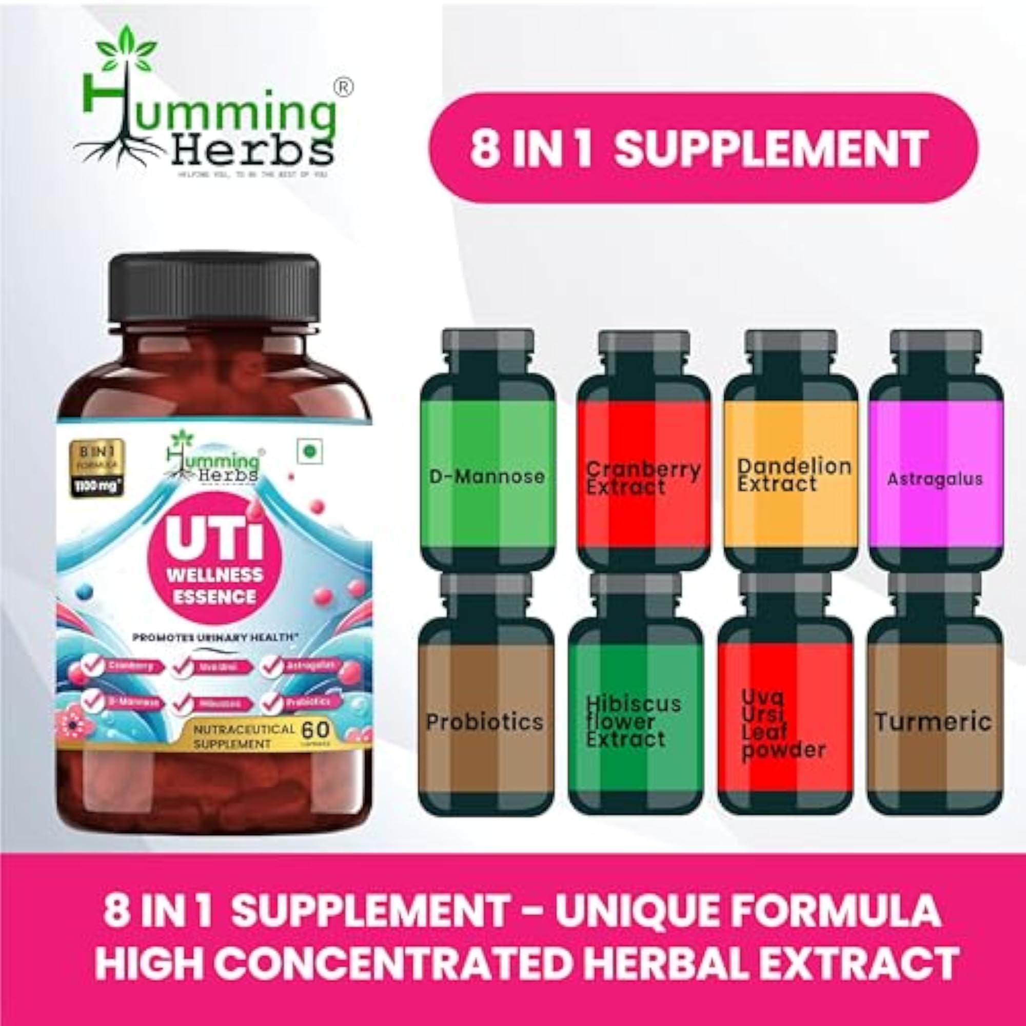 Humming Herbs UTI Wellness Essence, 1100mg