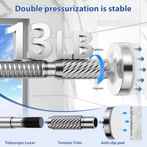 Image of Shower Curtain Rod 32-62Inch Silver Shower Rod Tension Rod Adjustable