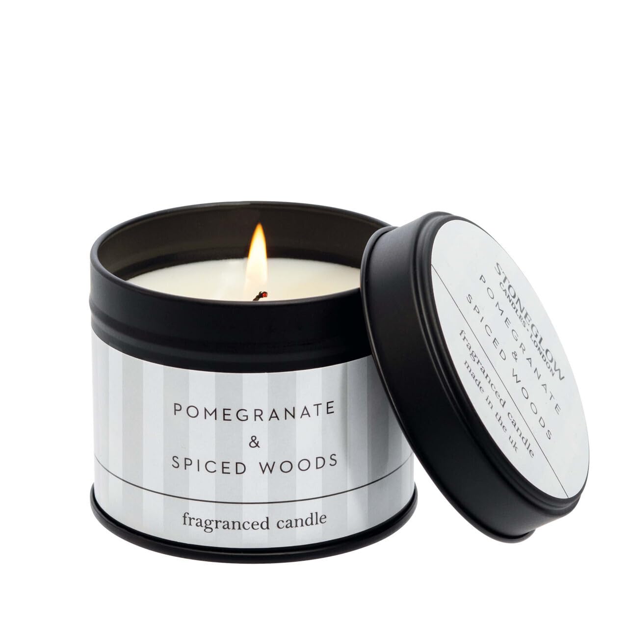 Stoneglow White - Modern Classics Collection - Pomegranate & Spiced Woods - Candle Tin (White)