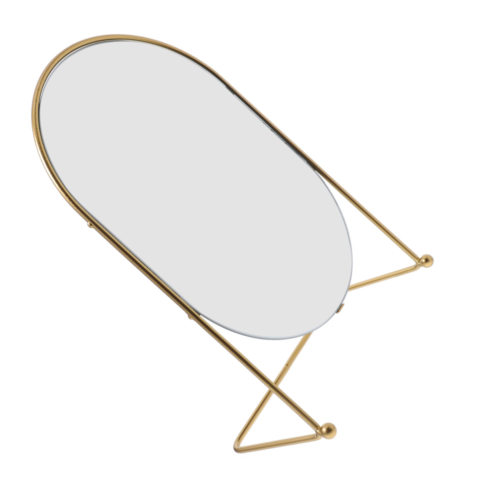 Miroir de maquillage ovale en métal doré avec grande surface pour coiffeuse de chambre