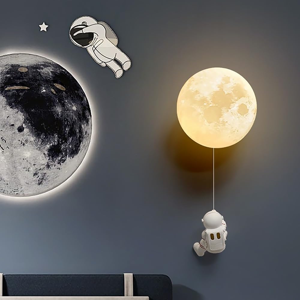 ITOSUI LED Moon Night Light Wall Sconce - Safe & Dimmable Wall Lamp for Kids Room, Bedroom - Modern Nordic Style, Hardwired Lighting Fixture for Baby Nursery(25cm)