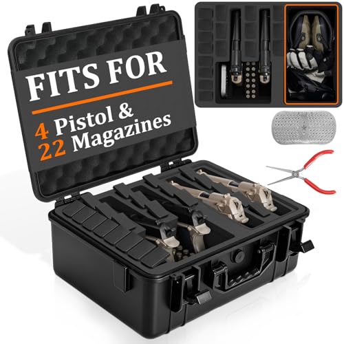 Image of TSA Approved Gun Pistol Case Waterproof Handgun Case with Pre-Cut EVA Foam Shockproof Travel Carrying Hard Shell Case Included Silica Gel Canister, Black