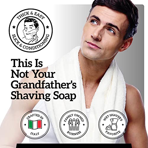 Mr. Fine 21C Men’s Shaving Soap, Builds Thick & Easy Lather, Protects From Razor Burn & Irritation, No Artificial Colors, Made In Italy, 5Oz. (150Ml), L'orange Noir #TOP5