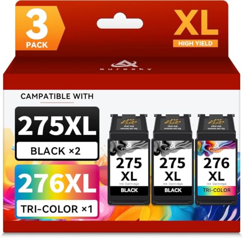 Image of 275XL 276XL Ink Cartridges Replacement for Canon 275 and 276 Ink Cartridges for Cannon Ink PG-275 CL-276 Combo Pack Work with PIXMA TS3522 TR4720 TS3500 TS3520 TR4722 (2 Black, 1 Tricolor)