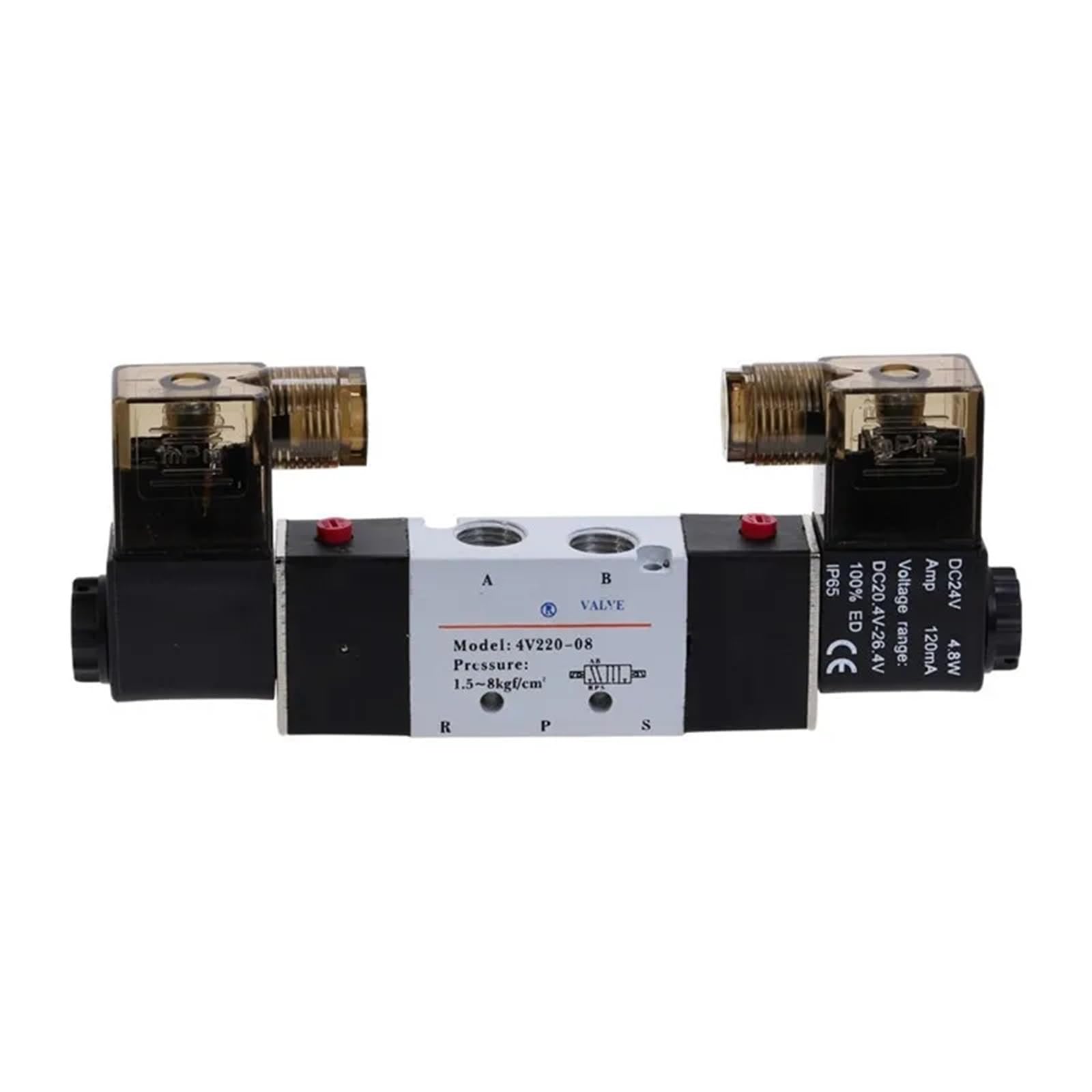 Válvula Solenoide neumática de Aire 4V220-08, 5 vías, 2 Posiciones, 1/4 ", aleación de Aluminio Interna E 12VDC 24VDC 110VAC 220VAC 0,15-0.8Mpa(AC110V)
