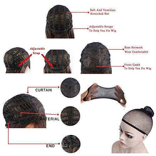 Symeiw Medium Length Dark Brown Wavy Synthetic Hair Wigs For Black Women Shoulder Length Curly Wigs Heat Resistant Wigs With Free Wig Cap 16 Inches. (Dark Brown(2#)) #TOP6