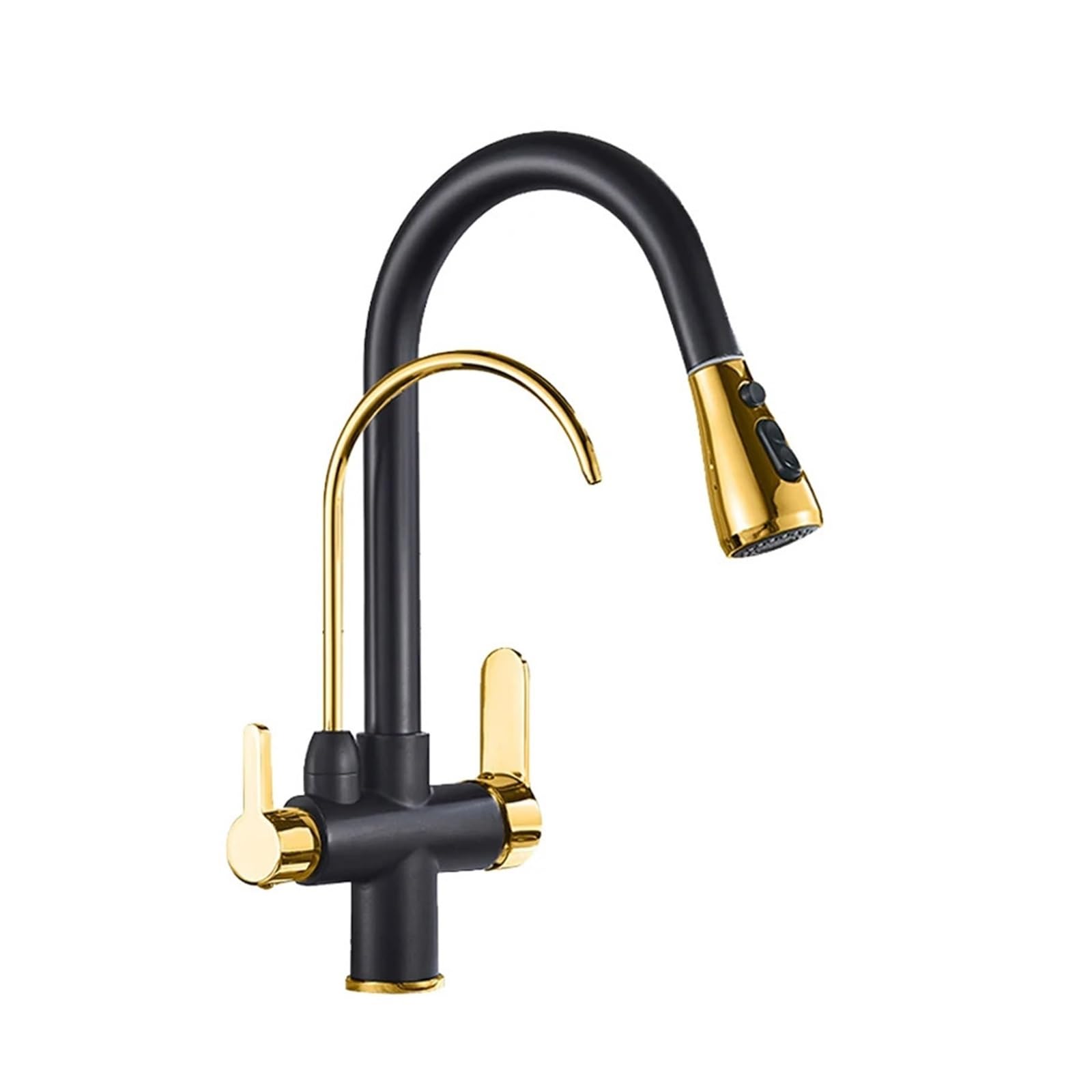 ZQFHSX Brushed Nickel Brass Kitchen Faucet with Purified Water Filter and Pull Out Sprayer Modern Black Gold Sink Swivel Spout Hot Cold Mixer