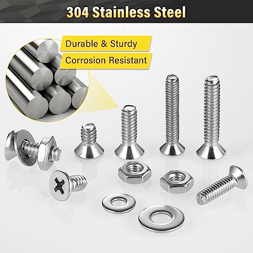 Kssvzz RXNAB001 900Pcs Nuts And Bolts Assortment Kit For Home Projects - Stainless Steel Machine Screws Assortment Kit, Sae Assorted Screw Set, Phillips Flat Head Screws Washers Nuts thumb #2