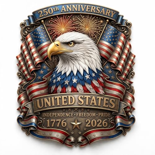 WSQ 250th Anniversary USA Sticker 2-Pack 3" 1776-2026 Patriotic Bald Eagle American Flag Vinyl for Car Truck Window Laptop Waterproof UV-Resistant Independence Day Decal