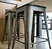 UrbanMod 24 Inch Bar Stools for Kitchen Counter Height, Indoor Outdoor Metal,Rustic Gunmetal, Wooden Seat (Set of 4)
