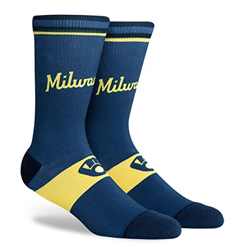 PKWY Unisex 1-Pack Brewers Crew Socks (Road Crew, Small (Youth Size shoe 8-1))