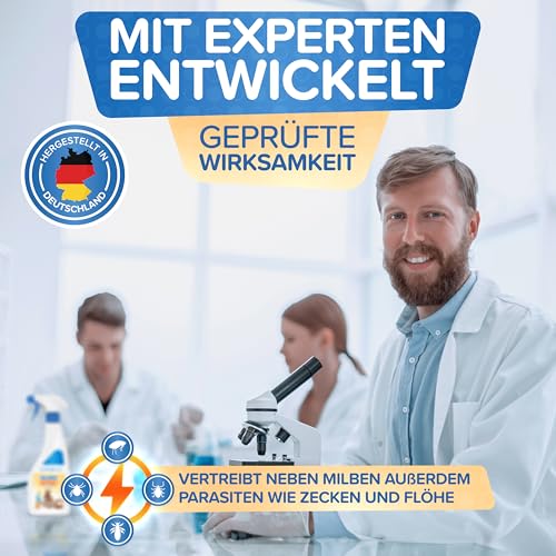 Milbenspray Meerschweinchen, Kaninchen & Kleintiere wie Hamster oder Wellensittich 500ml - Effektiver Schutz vor Milben und Parasiten, Anti Milben-Spray speziell für Kleintiere & Vögel