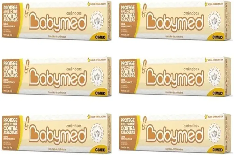 Pomada babymed de Amêndoas com Vitaminas A e E 40g Kit com 6 Unidades