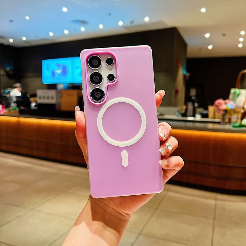 Image of LuxuryKase Magnetic Silicone Candy Case for Samsung Galaxy S25 Ultra | MagSafe Compatible | Slim Protective Case | Lightweight & Flexible | Wireless Charging | Soft Matte Finish - Purple