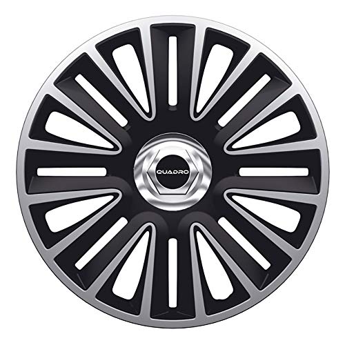 AutoStyle Silver/Black Set wieldoppen Quadro 14" inch Silber/Schwarz + Chrom Ringe