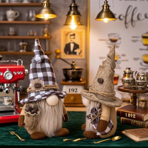 2 gnomi da caffè, decorazione primaverile, estate, gnomo, decorazione autunnale, gnomo, statuette, decorazione primaverile, decorazione autunnale, da appendere, in peluche, per autunno