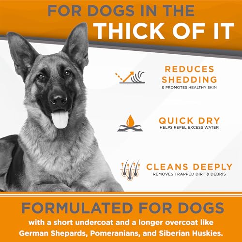 Tropiclean PerfectFur Thick Double Coat Shampoo for Dogs, 16oz - Made in USA - Unique Breed Specific Shed Control Formula for Breeds Like Australian Sheperds - Naturally Derived