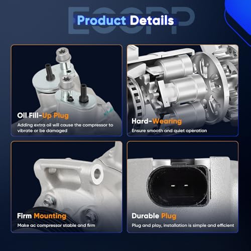Image of ECCPP AC Compressor Fit for Audi A4 Q5 Q7 A6 A7 2.0L 2013-2020 | for Audi A4 A6 A7 Quattro L4 2.0L 2017-2020 AC Compressor for Car Rapid Cooling