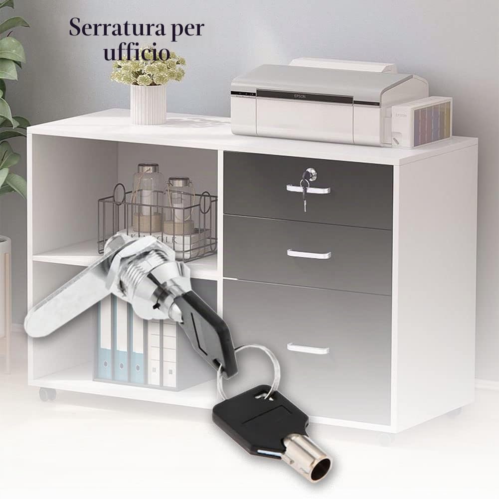 Serratura a cilindro a camma tubolare Ø18mm x 16mm, rotazione a 90 gradi, con 2 chiavi tonde, per cassetta postale residenziale, armadio sollevabile, lucchetto per soppalco, infrastrutture per