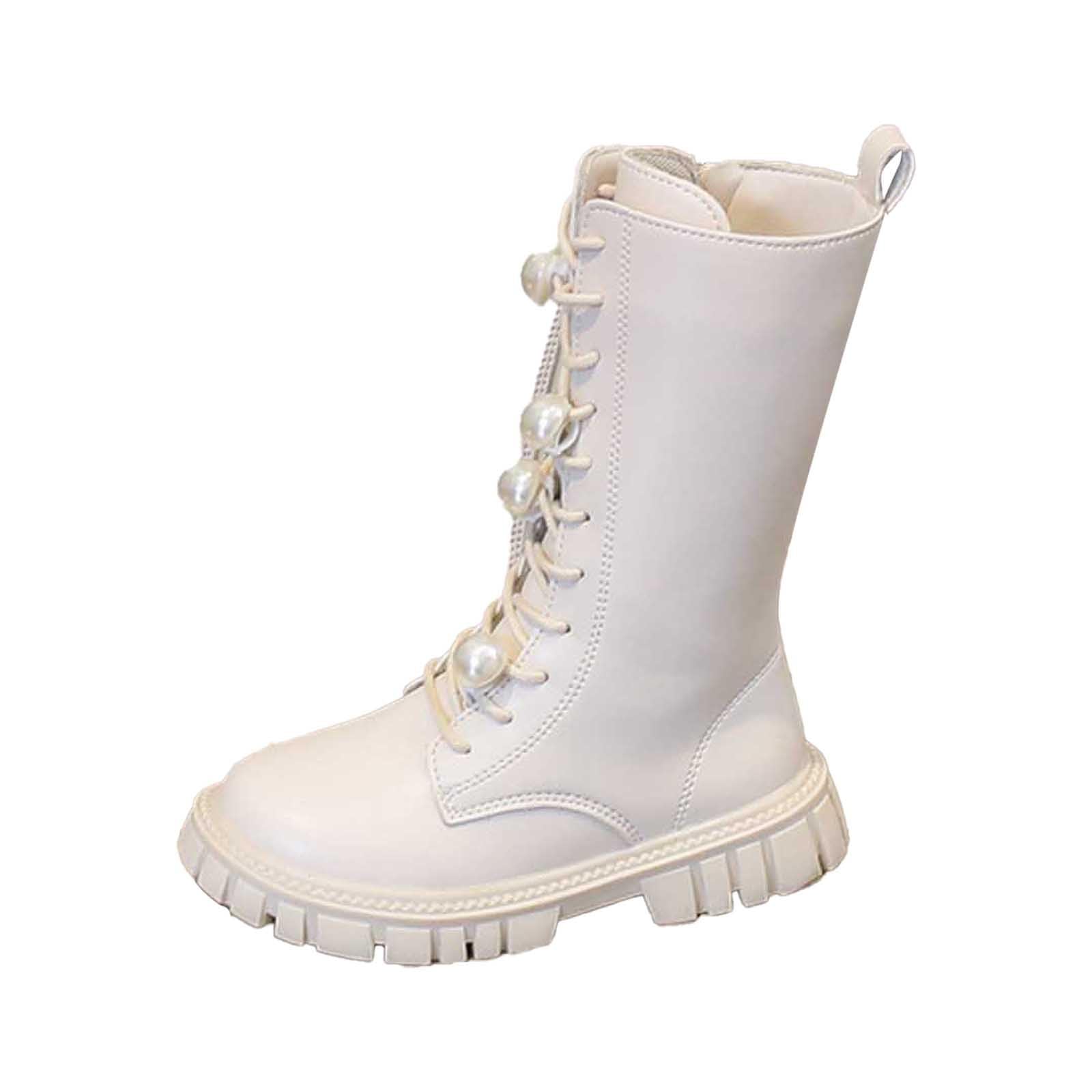 Generico Stivali Bambina con Lacci,Eleganti Stivali da Ragazza per L'Autunno E l'inverno Stivali Lunghi Casual Foderati per Un Uso Comodo Design alla Moda con Caviglia Alta per Giovani Fashioniste