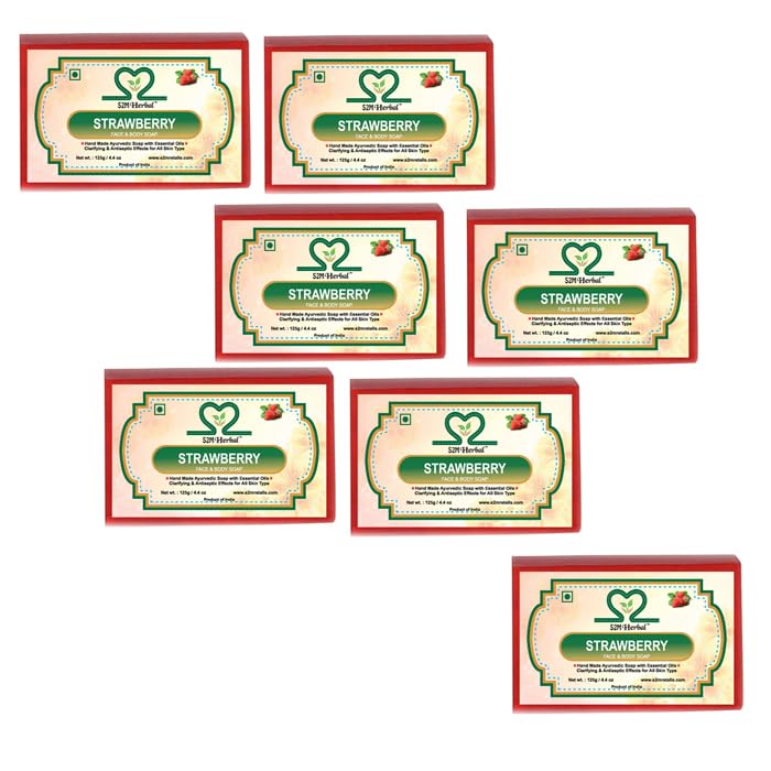 Image of S2M Herbal Strawberry Soap (Pack of 7) (7 x 125 g)