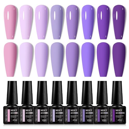 Set de esmaltes gel violeta pastel MEET ACROSS miniatura 1