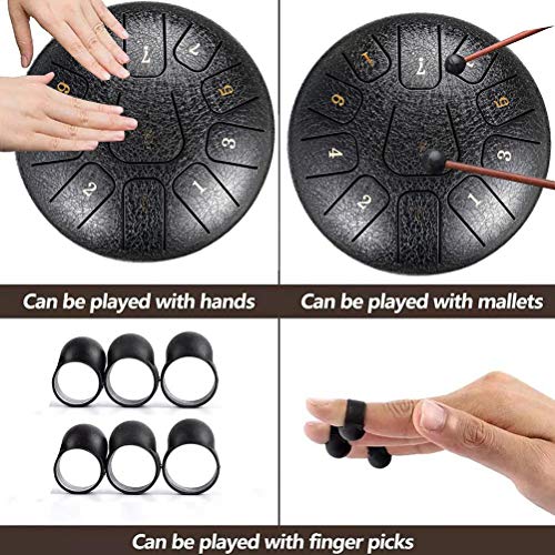 Ghzste Steel Tongue Drum, 11 noten 6 inch handpannentrommel voor volwassenen en kinderen, stalen trommel-percussie… - Image 6