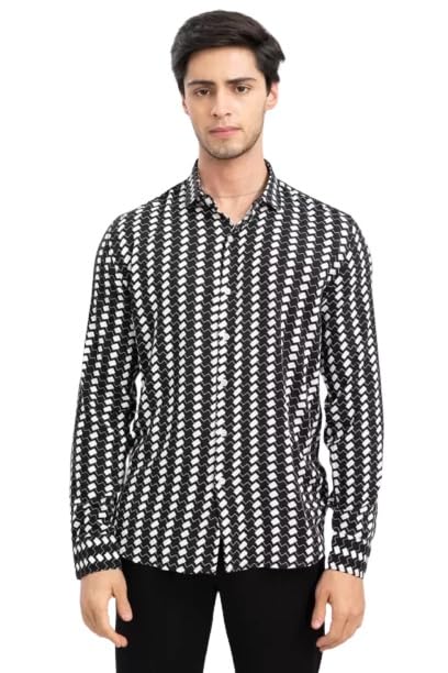 Classic Polyester Spandex Printed Casual Shirts for Mens (P-11616004-P)