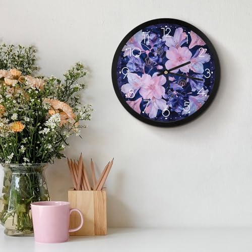 Horloge murale de qualité supérieure cadran imprimé fleurs de pêcher