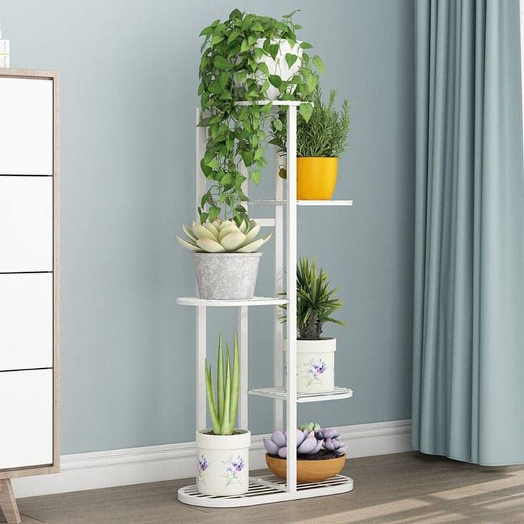 THE PLANT FAIRIES 5 Tier 6 Potted Plant Stands for Indoors and Outdoors, Flower Pot Holder Shelf for Multi Plants, White Metal Plant Stand (6 of 7 WHITE) (B0B2JM9T18) Amazon Price History, Amazon Price Tracker