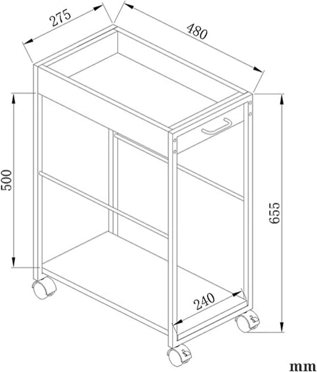 CPU Holder Stand 2-tier Desktop PC Tower Stand with Storage, Mobile PC Case Stand, Sturdy Steel Frame, Rolling CPU Stand Holder with Locking Wheels for Home Office Computer Tower Stand(Color:B)