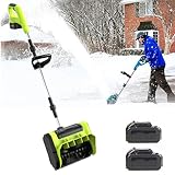 Pelle à Neige sans Fil 900 W, souffleuse à Neige électrique, autonomie de 60 à 90 Minutes, 3 Directions d'éjection de la Neige réglables, pour allée, Patio, terrasse,2 Batteries