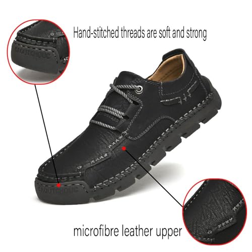 Men's Casual Leather Shoes Hand-Stitched Fashion Classic Loafers Lightweight Lace-Up Non-Slip Wear-Resistant Work Shoes3