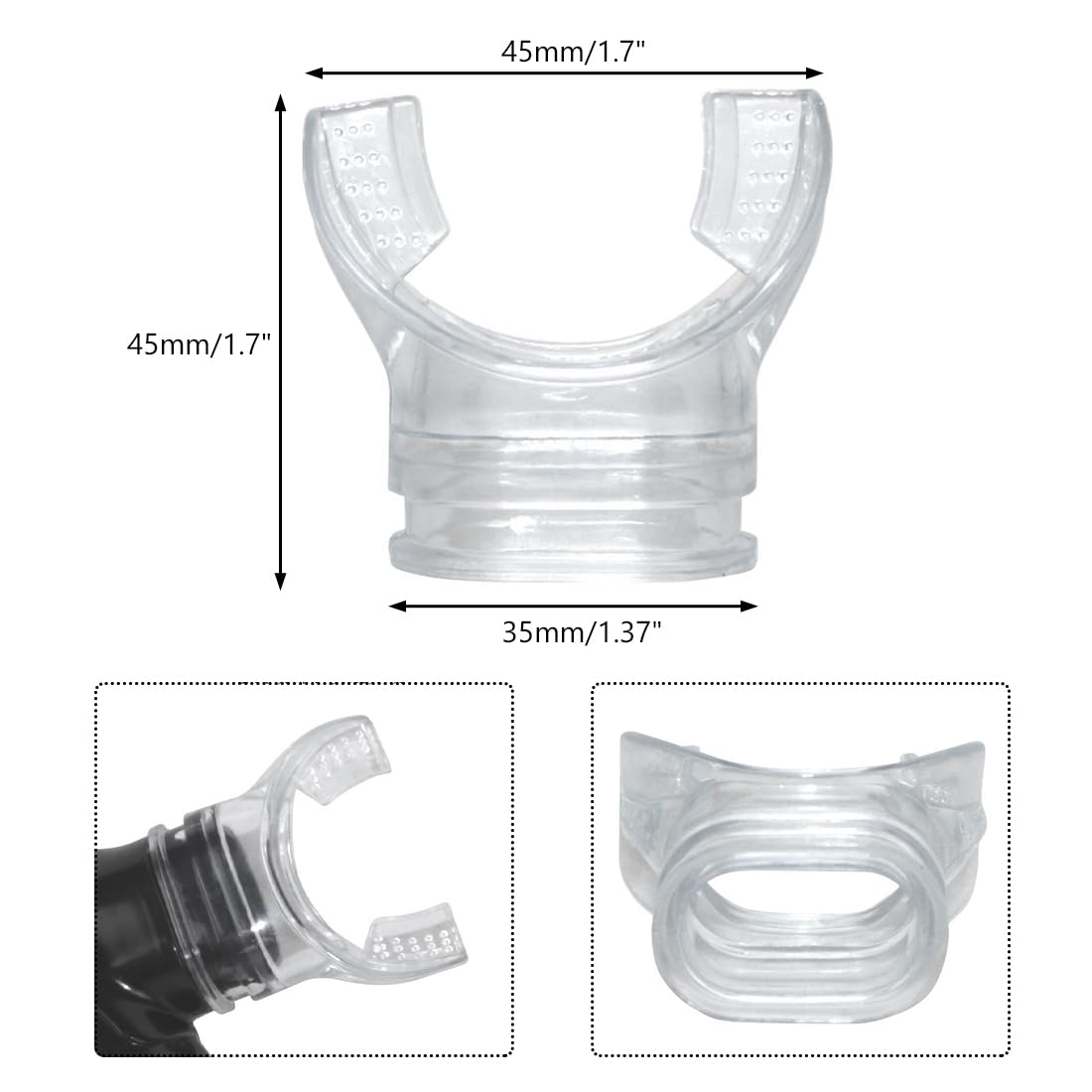 Boccaglio per Snorkeling 2 Pezzi, Ricambio Sostituzione Bocca in Silicone Trasparente, Universale per Tubo di Snorkeling, Facile da Montare e Igiene Sicura