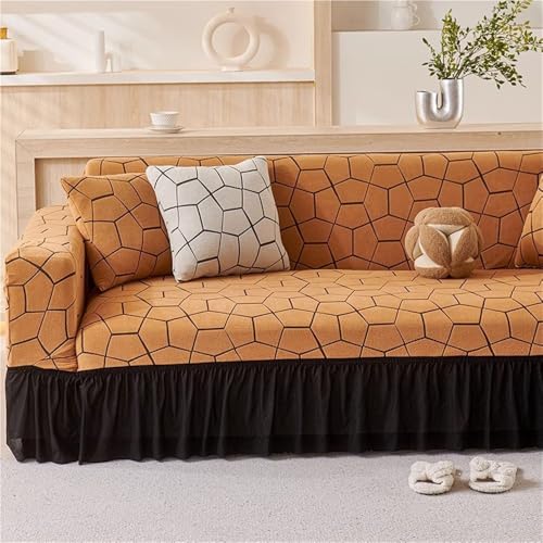 Housse de canapé extensible facile à poser avec jupe plissée ajustement universel - 7