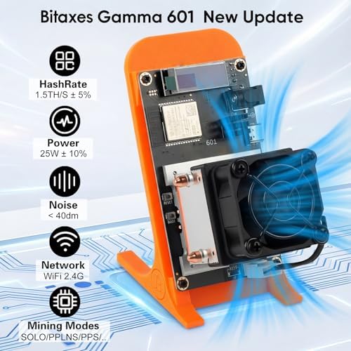 Bitcoins Miner Bitaxes 601 SHA256 1.5TH/S 25W Low Power Home Solo ASIC Crypto Miner, Orange - 1