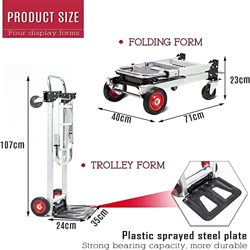 Chariot plat robuste portable 4 roues et diable de manutention convertible