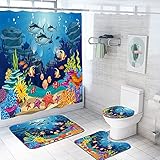 Shower Curtain Set 4 Pcs with Toilet Lid Cover,Non-Slip Rug,and Bath Mat,Shower Curtain Vintage Shower Curtain Victoria Shower Curtain Bathroom Decor Set with 12 Hooks