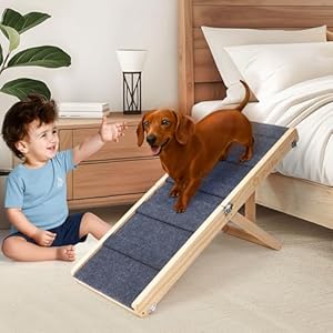 Small Dog Ramp for Bed Couch Car Folding Portable Pet Ramp for Cats Adjustable Height 21″, Up to 35 lbs