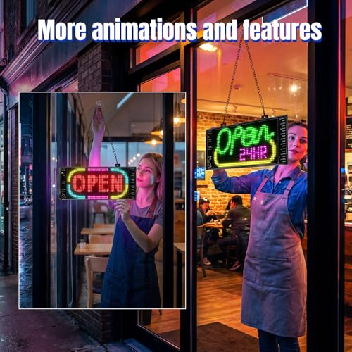 Image of Programmable LED Open Sign, P5 Resolution Indoor Store LED Sign, Bluetooth APP, for Business Retail Shop Window Display (10 inch x 5 inch /P5 Res.)