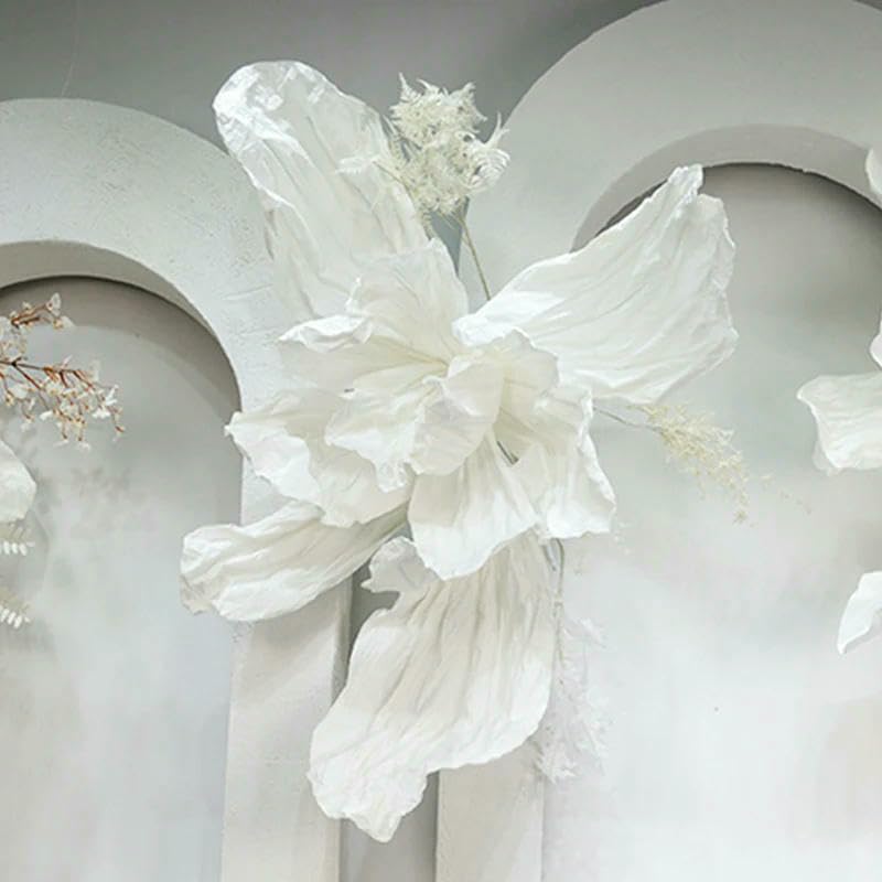 Grandes Fleurs d'iris artificielles en Papier Blanc, 60 cm, pour décoration de Mariage, de fête d'anniversaire, de scène, de fenêtre
