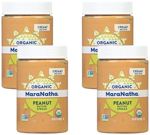 Image of MaraNatha Organic Creamy Peanut Butter Spread, No Stir, 16 Ounce Jar (Pack of 4)