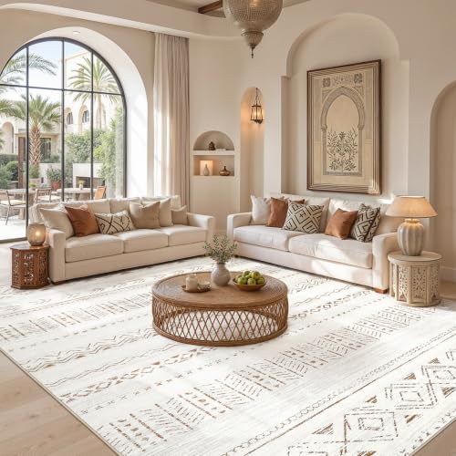 Image of cotiled Boho 9x12 Area Rug for Living Room: Large Moroccan Washable Rug